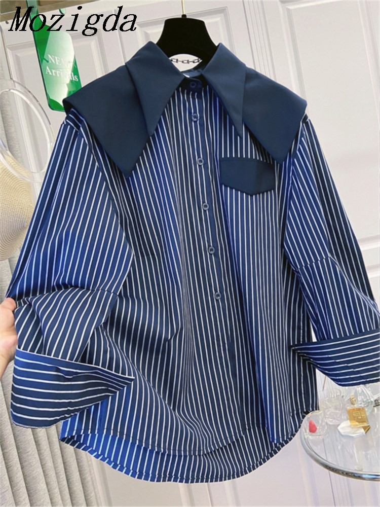 Winter Clothing Ladies - Sonbahar Kış kadın Gömlek Patchwork Çizgili