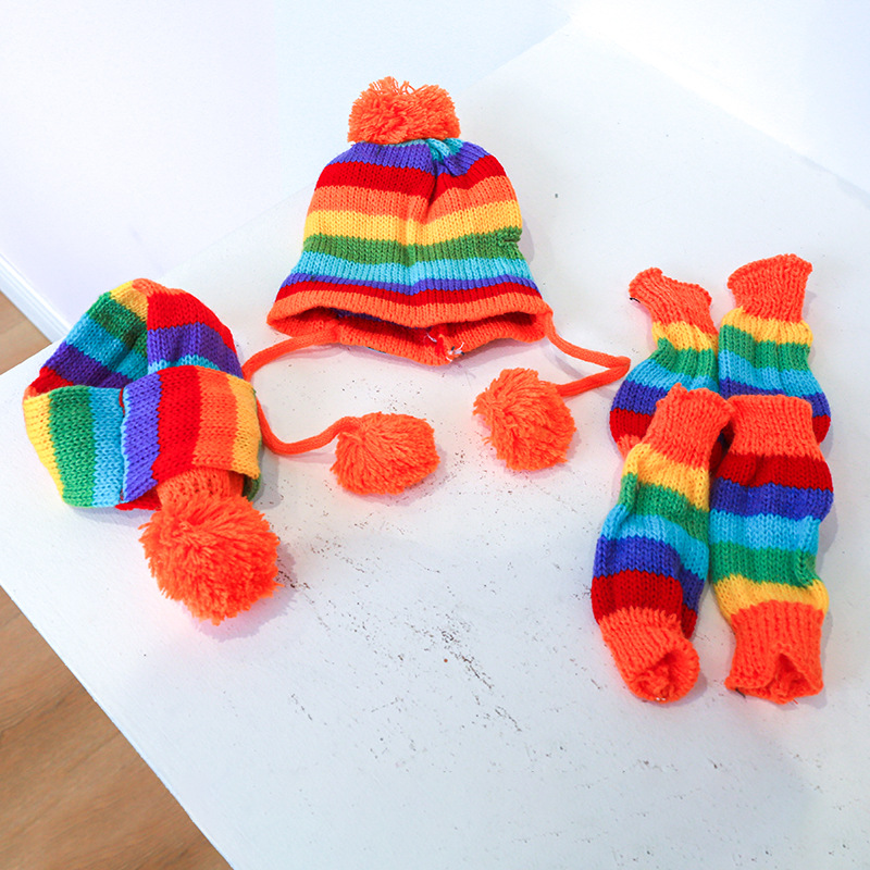 Gökkuşağı Desenli Örgü Köpek K - Winter Clothing Leg Warmers incelemesi ve fiyatı